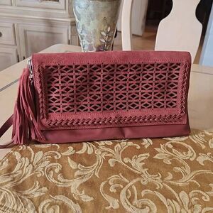 White House Black label rust clutch bag